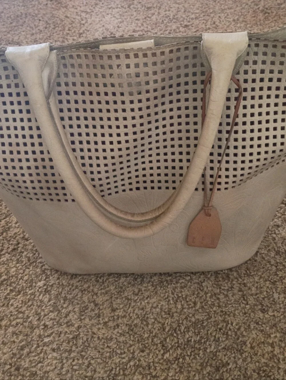 CEM Leather Tote Bag in Light Gray